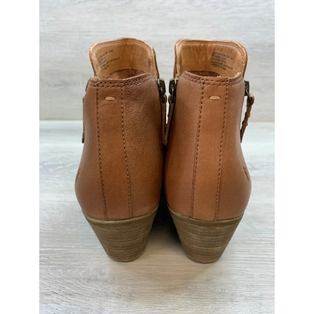 Frye Judith Women's Zip Cognac Leather Ankle Boots 9.5 Booties Comfort Shoes